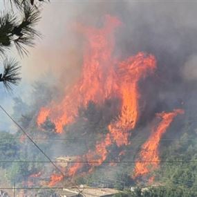 حريق هائل في القبيات والنيران تهدد المنازل